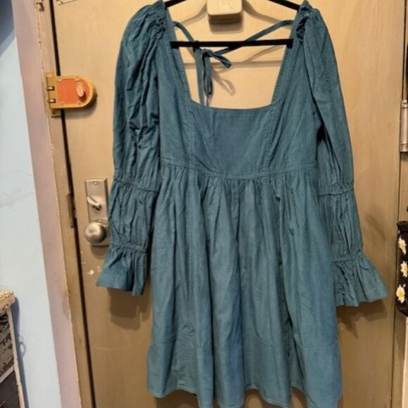 Pilcro Square-Neck Corduroy Babydoll Mini Dress - Picture 3 of 16